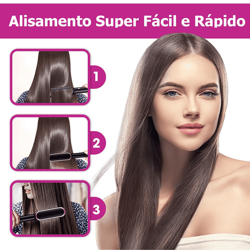Escova Alisadora 5 em 1 Original BEAUTY HAIR -Modela, Hidrata, Anti-Frizz